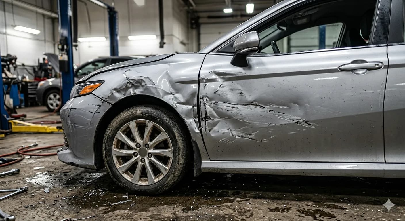 Fahrzeug vor der Reparatur